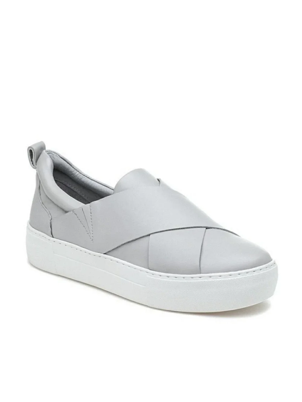 J Slides Women's Grey Alec Leather Slip On Sneakers Platform Shoes Size 7.5